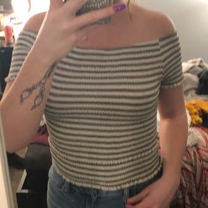 black and white striped ribbed crop top